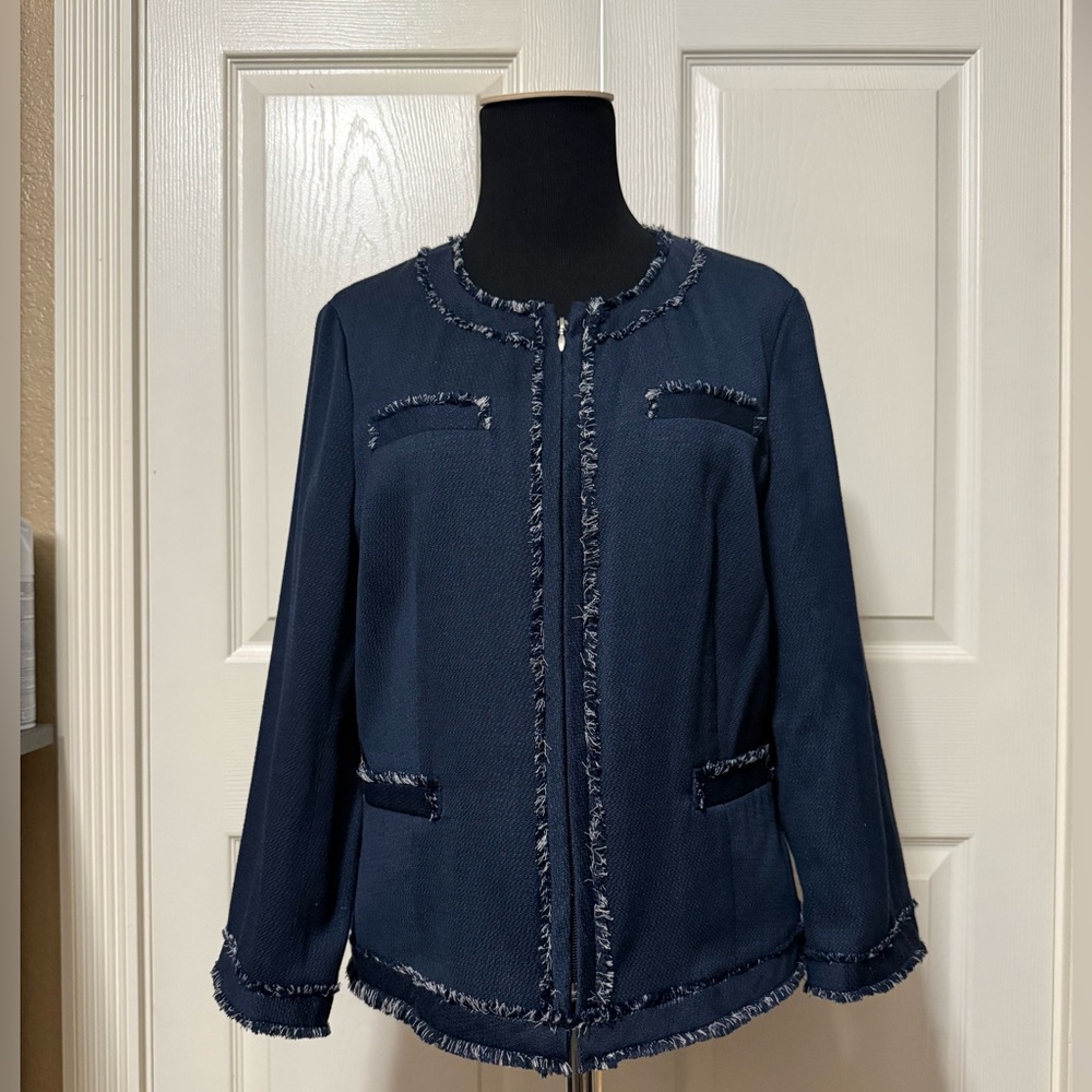Signature Navy Women's Blazer with Fringe Detail